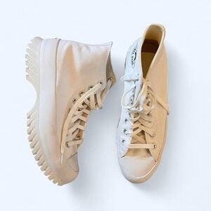 High-Top Platform Canvas Sneakers in Cream